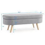 Banc de rangement ottoman ovale EHMKNP, pieds en bois d'hévéa (43,5x16x16)