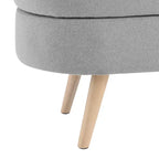 Banc de rangement ottoman ovale EHMKNP, pieds en bois d'hévéa (43,5x16x16)