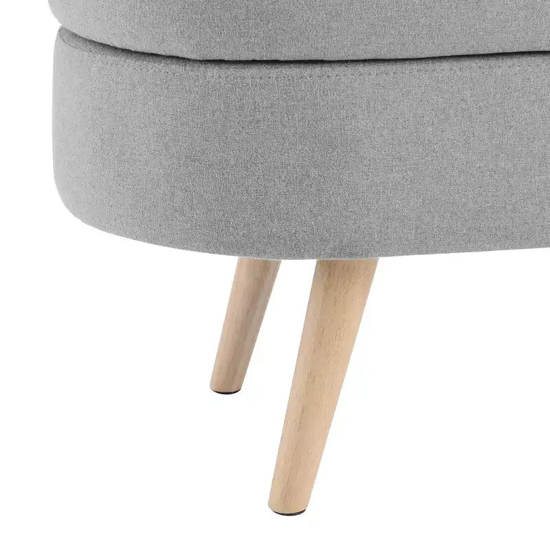 Banc de rangement ottoman ovale EHMKNP, pieds en bois d'hévéa (43,5x16x16)