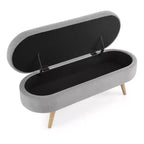 Banc de rangement ottoman ovale EHMKNP, pieds en bois d'hévéa (43,5x16x16)
