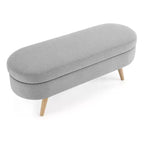 Banc de rangement ottoman ovale EHMKNP, pieds en bois d'hévéa (43,5x16x16)