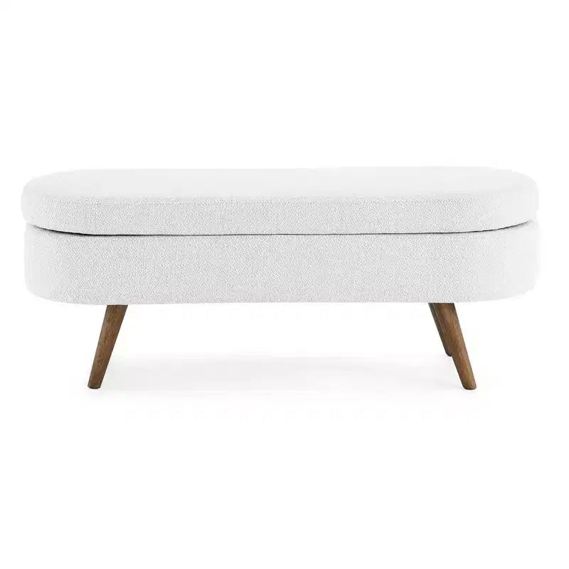 Banc de rangement ottoman ovale EHMKNP, pieds en bois d'hévéa (43,5x16x16)