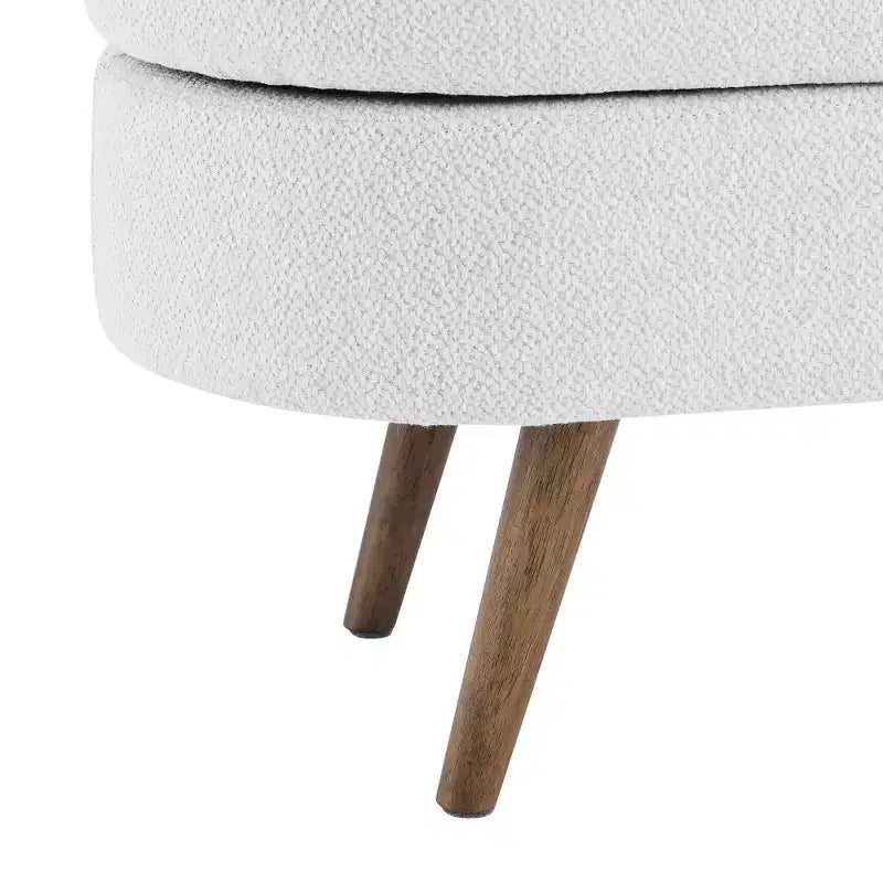 Banc de rangement ottoman ovale EHMKNP, pieds en bois d'hévéa (43,5x16x16)
