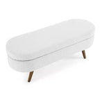 Banc de rangement ottoman ovale EHMKNP, pieds en bois d'hévéa (43,5x16x16)