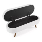 Banc de rangement ottoman ovale EHMKNP, pieds en bois d'hévéa (43,5x16x16)