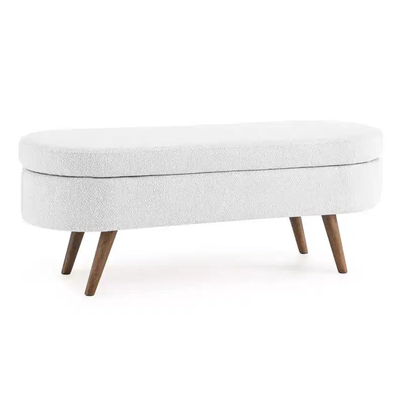 Banc de rangement ottoman ovale EHMKNP, pieds en bois d'hévéa (43,5x16x16)
