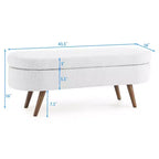 Banc de rangement ottoman ovale EHMKNP, pieds en bois d'hévéa (43,5x16x16)