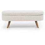 Banc de rangement ottoman ovale EHMKNP, pieds en bois d'hévéa (43,5x16x16)