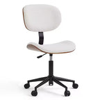 Bestier Bentwood Ergonomic Armless Home Office Desk Chair, Comfy Table Chair with Lumbar Support, PU Leather Height Adjustable Task Chair with Wheels