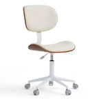 Bestier Bentwood Ergonomic Armless Home Office Desk Chair, Comfy Table Chair with Lumbar Support, PU Leather Height Adjustable Task Chair with Wheels