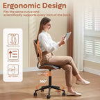 Bestier Bentwood Ergonomic Armless Home Office Desk Chair, Comfy Table Chair with Lumbar Support, PU Leather Height Adjustable Task Chair with Wheels