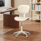Bestier Bentwood Ergonomic Armless Home Office Desk Chair, Comfy Table Chair with Lumbar Support, PU Leather Height Adjustable Task Chair with Wheels