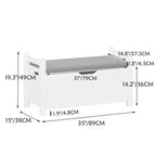 Homy Casa Entryway Storage Bench with Cushioned Seat & Side Handles, White, Gray