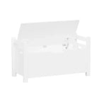 Homy Casa Entryway Storage Bench with Cushioned Seat & Side Handles, White, Gray