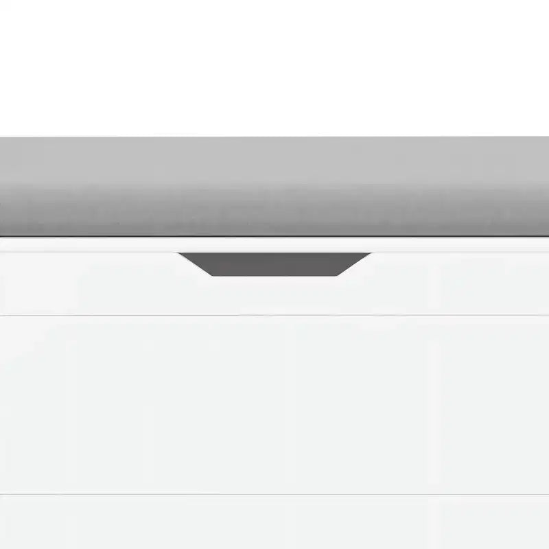Homy Casa Entryway Storage Bench with Cushioned Seat & Side Handles, White, Gray