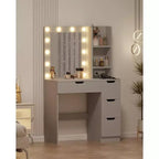 Vanity Desk with Mirror, Makeup Vanity Table with 4 Drawers and 3 Storage Shelves Dressing Table for Bedroom Dressing Room