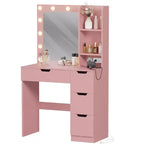 Vanity Desk with Mirror, Makeup Vanity Table with 4 Drawers and 3 Storage Shelves Dressing Table for Bedroom Dressing Room