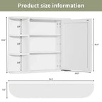 PexFix 31.5 x 23.6 Wooden Bathroom Medicine Cabinet with Mirror Wall Mirror Storage Cabinet with Doors and 6 Open Shelves for Over Sink White