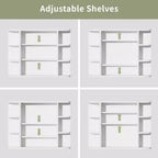 PexFix 31.5 x 23.6 Wooden Bathroom Medicine Cabinet with Mirror Wall Mirror Storage Cabinet with Doors and 6 Open Shelves for Over Sink White
