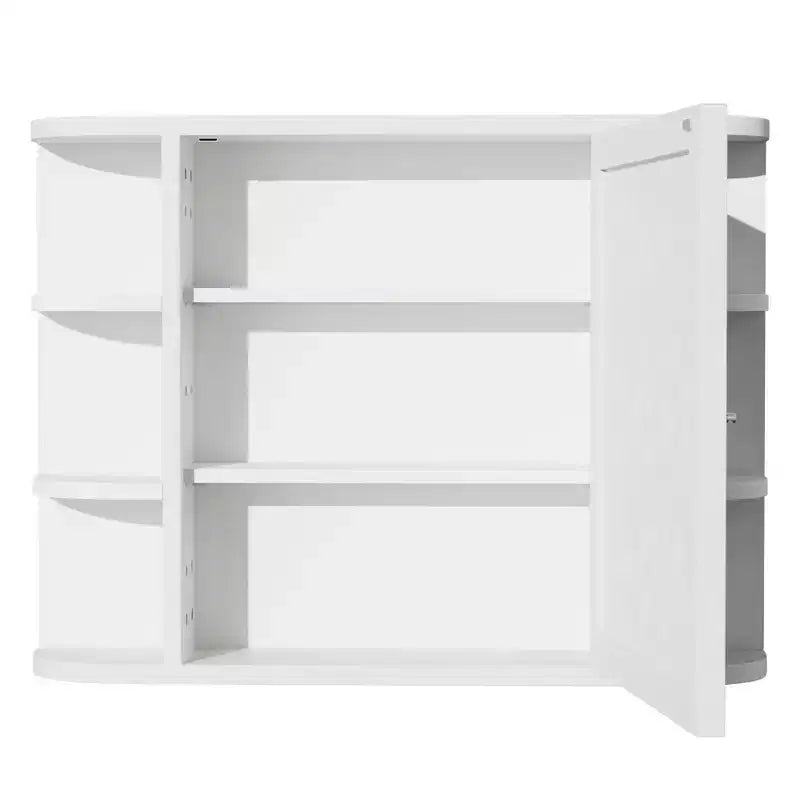 PexFix 31.5 x 23.6 Wooden Bathroom Medicine Cabinet with Mirror Wall Mirror Storage Cabinet with Doors and 6 Open Shelves for Over Sink White