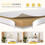 Coiffeuse minimaliste blanche Okak avec grand miroir et lumières LED, bureau de maquillage avec tiroirs et armoires, table de maquillage pour chambres à coucher