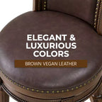 ROME + OAK Runyan Counter Stool, Dark Walnut, Vintage Brown Vegan Leather, Set of 3