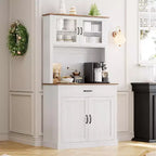 Meuble de cuisine de 71 po avec support pour micro-ondes, buffet autoportant avec portes et étagères pour salle à manger