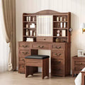 47 Makeup Vanity Desk with Mirror and Lights, Large Dressing Table with 10 Drawers & 8 Open Storage & Stool, Makeup Table Set for Bedroom