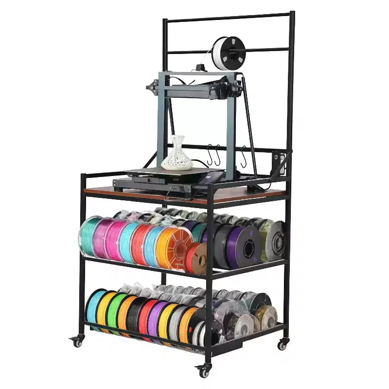 GustoWave Printer Rack, 3D Printer Table, Rolling Stand Organizer, Heavy Duty Shelf Hold Desk for Filament Spools, Home Offices
