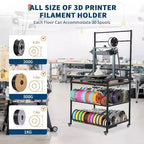 GustoWave Support d'imprimante, Table d'imprimante 3D, Meuble de rangement à roulettes, Étagère robuste pour bobines de filament, Bureaux à domicile