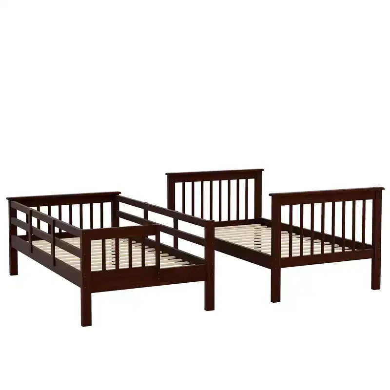 Lit superposé enfant à double escalier avec rangement et garde-corps pour chambre à coucher ou dortoir