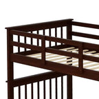 Lit superposé enfant à double escalier avec rangement et garde-corps pour chambre à coucher ou dortoir