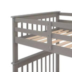 Lit superposé enfant à double escalier avec rangement et garde-corps pour chambre à coucher ou dortoir