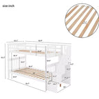 Lit superposé enfant à double escalier avec rangement et garde-corps pour chambre à coucher ou dortoir