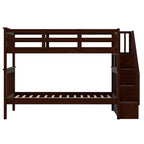 Lit superposé enfant à double escalier avec rangement et garde-corps pour chambre à coucher ou dortoir