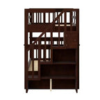 Lit superposé enfant à double escalier avec rangement et garde-corps pour chambre à coucher ou dortoir