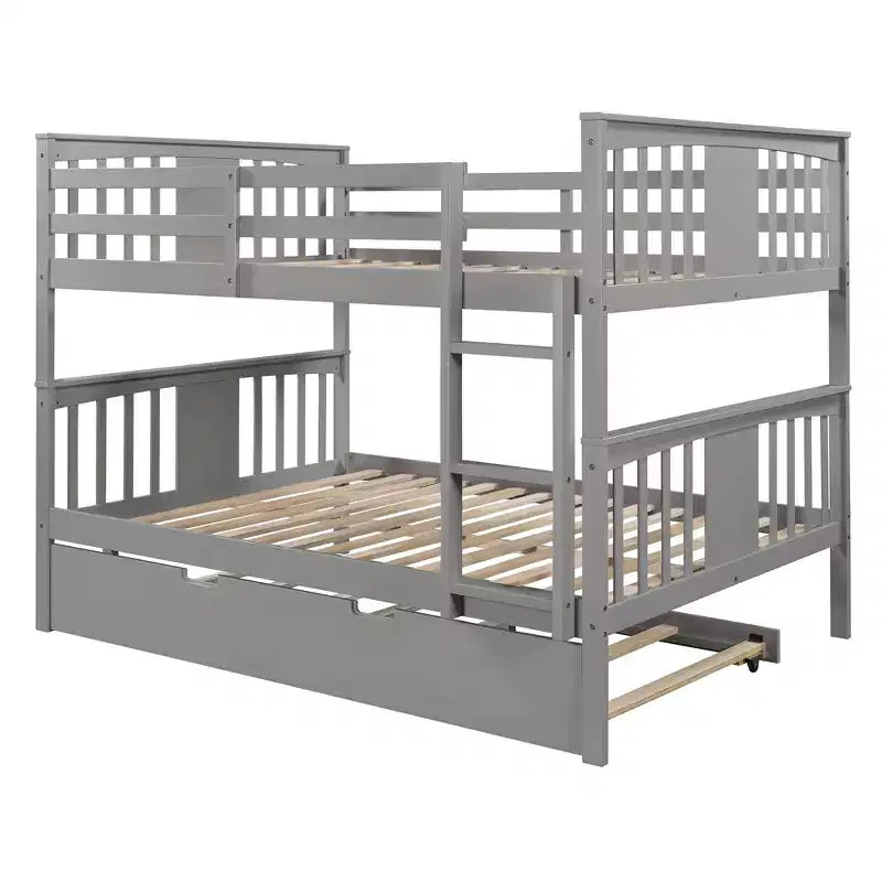 Lit superposé double sur double avec lit gigogne simple, Cadre de lit superposé en bois double pour enfants, adolescents et adultes, convertible en 2 lits