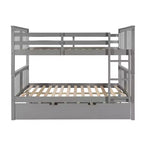 Lit superposé double sur double avec lit gigogne simple, Cadre de lit superposé en bois double pour enfants, adolescents et adultes, convertible en 2 lits