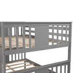 Lit superposé double sur double avec lit gigogne simple, Cadre de lit superposé en bois double pour enfants, adolescents et adultes, convertible en 2 lits