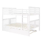 Lit superposé double sur double avec lit gigogne simple, Cadre de lit superposé en bois double pour enfants, adolescents et adultes, convertible en 2 lits