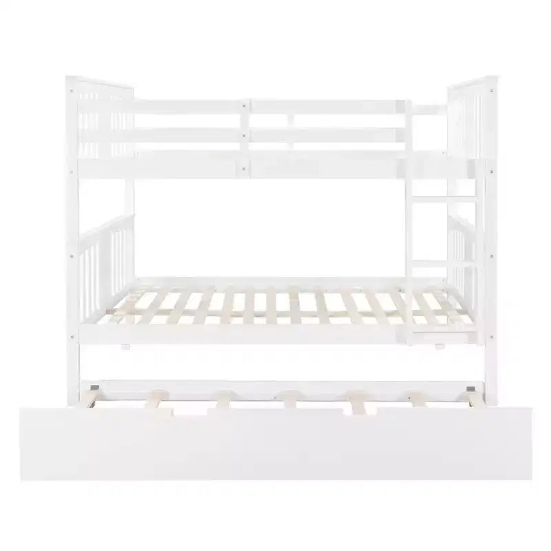 Lit superposé double sur double avec lit gigogne simple, Cadre de lit superposé en bois double pour enfants, adolescents et adultes, convertible en 2 lits