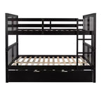 Lit superposé double sur double avec lit gigogne simple, Cadre de lit superposé en bois double pour enfants, adolescents et adultes, convertible en 2 lits