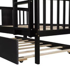 Lit superposé double sur double avec lit gigogne simple, Cadre de lit superposé en bois double pour enfants, adolescents et adultes, convertible en 2 lits