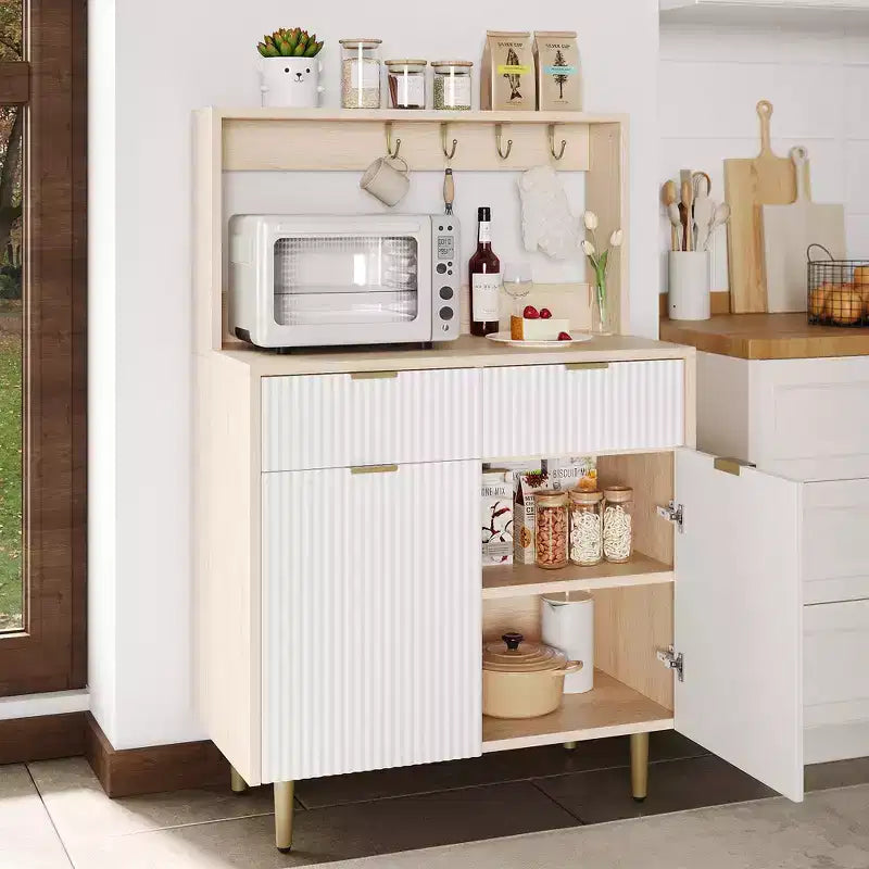 COZONY Sideboard Buffet with 2 Drawers & Adjustable Shelves, Modern Wood Console Table for Dining Room, Living Room, Kitchen, Entryway