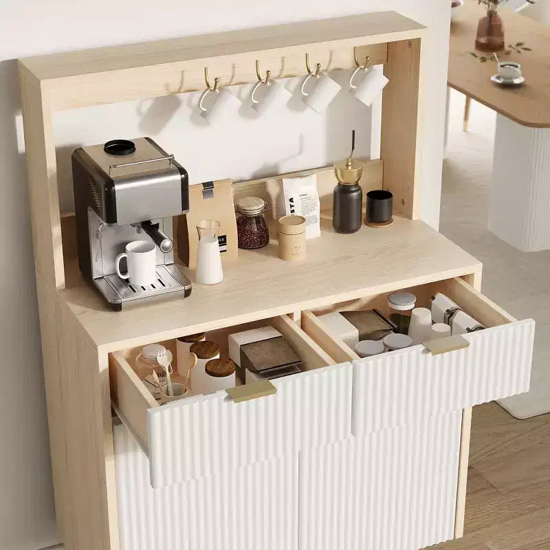 COZONY Sideboard Buffet with 2 Drawers & Adjustable Shelves, Modern Wood Console Table for Dining Room, Living Room, Kitchen, Entryway