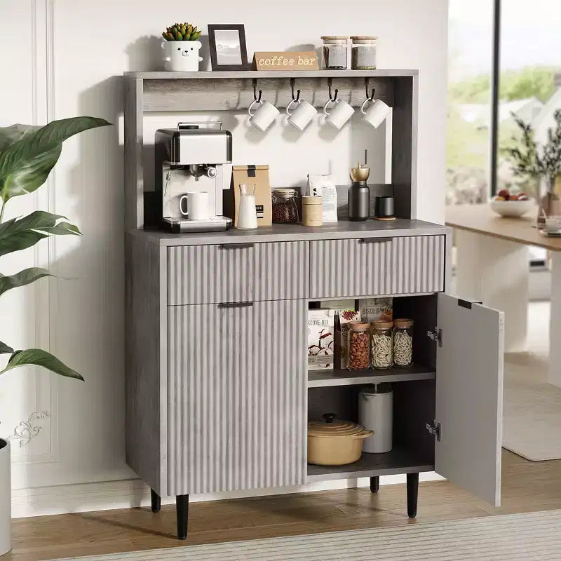 COZONY Sideboard Buffet with 2 Drawers & Adjustable Shelves, Modern Wood Console Table for Dining Room, Living Room, Kitchen, Entryway