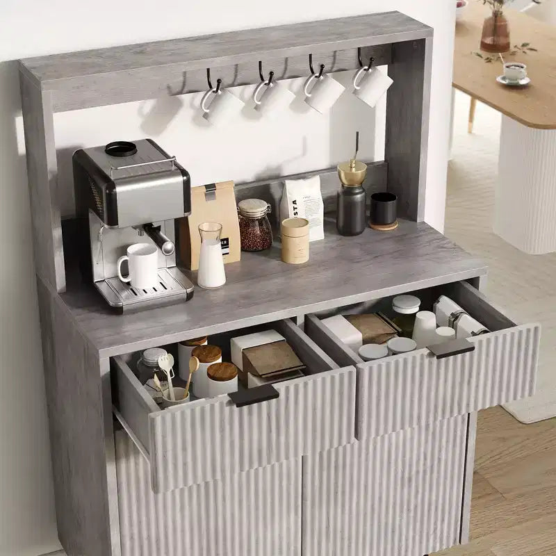 COZONY Sideboard Buffet with 2 Drawers & Adjustable Shelves, Modern Wood Console Table for Dining Room, Living Room, Kitchen, Entryway