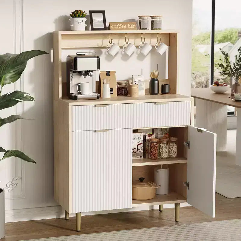 COZONY Sideboard Buffet with 2 Drawers & Adjustable Shelves, Modern Wood Console Table for Dining Room, Living Room, Kitchen, Entryway