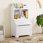 Meuble de rangement en bois CuisinSmart pour enfants, étagère à livres pour enfants avec couvercle à charnière et compartiment, pour salle de jeux, chambre d'enfant, crèche