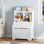 Meuble de rangement en bois CuisinSmart pour enfants, étagère à livres pour enfants avec couvercle à charnière et compartiment, pour salle de jeux, chambre d'enfant, crèche